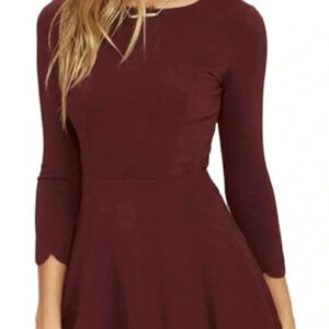 Lulus Red Burgundy Skater Dress Size XSmall